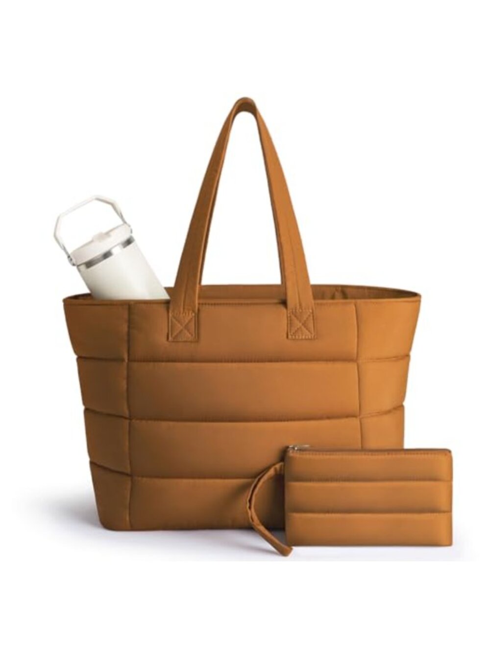 Puffer Tote Bag Lightweight Quilted Shoulder Bag with Mini Pouch